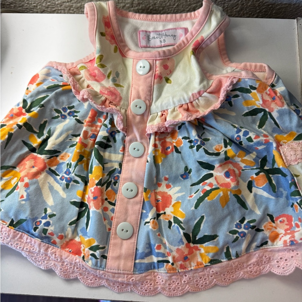 Floral Button-Up Baby Dress sweet honey